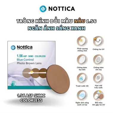 Tròng Kính Đổi Màu Nâu Trà Lọc Ánh Sáng Xanh Nottica