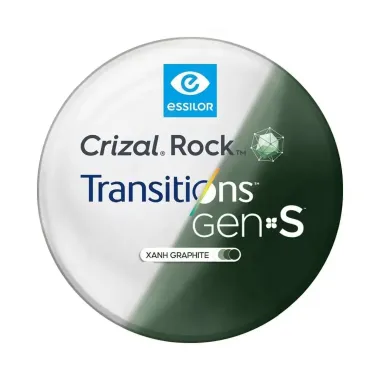 Tròng kính đơn tròng đổi màu Essilor Crizal Transitions Gen S Màu Xanh Graphite